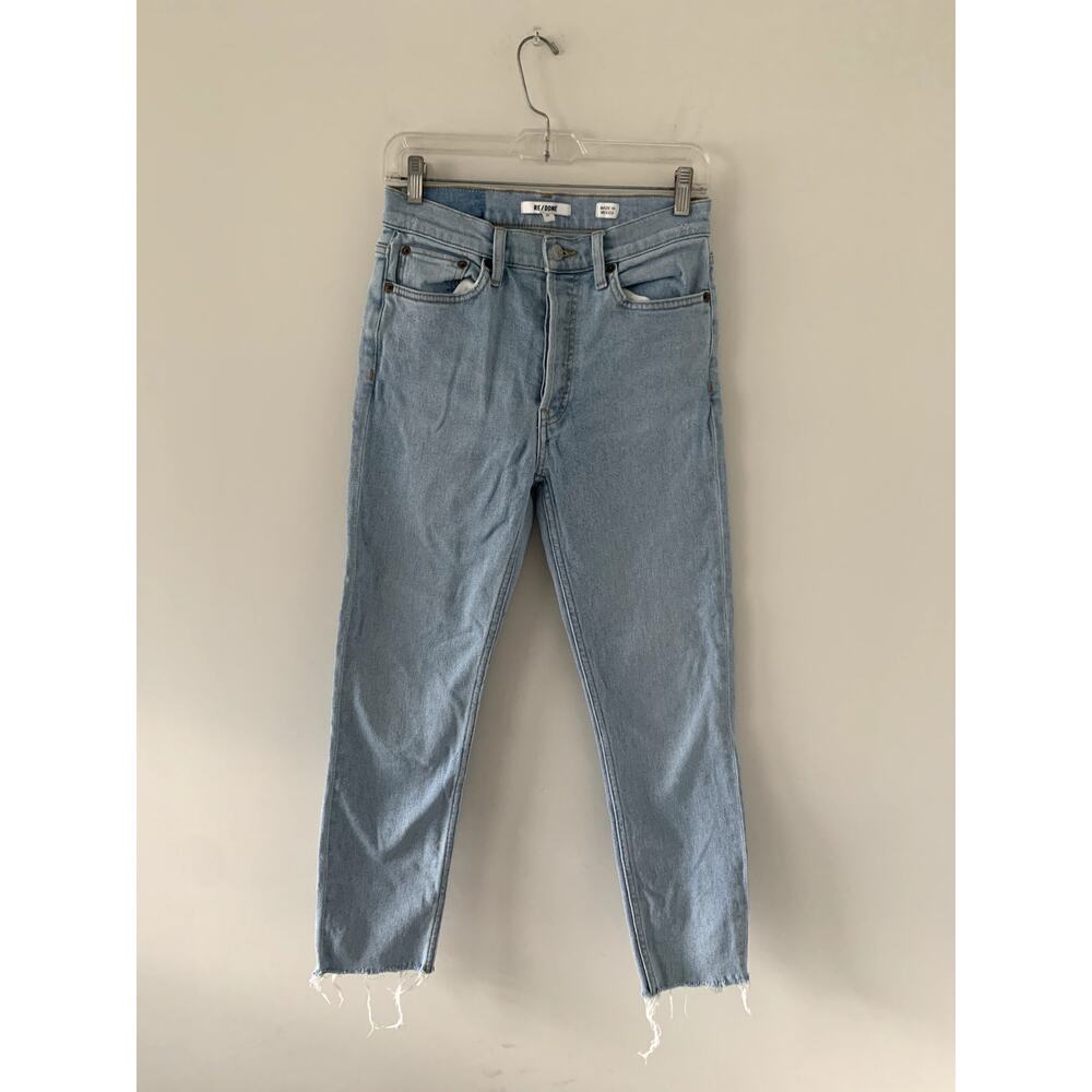 Re/Done 90s High Rise Light Wash Distressed Hem Jeans Size 27